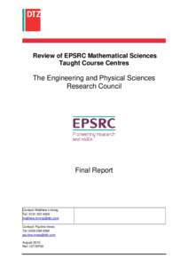 Review of EPSRC Mathematical Sciences Taught Course Centres The Engineering and Physical Sciences Research Council