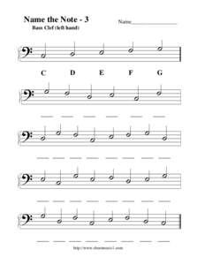 Name the Note - 3  Name_________________ Bass Clef (left hand)