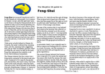 The Skeptics SA guide to  Feng-Shui