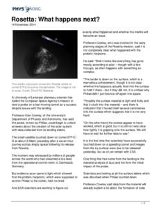 Rosetta / Comet / Lander / Rosetta space probe timeline / CONSERT / Spaceflight / Rosetta mission / Philae