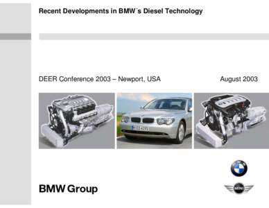 Recent Developments in BMW's Diesel Technology