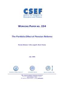 WORKING PAPER NOThe Portfolio Effect of Pension Reforms Renata Bottazzi, Tullio Jappelli, Mario Padula