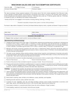 November 2014 S-211 Wisconsin Sales and Use Tax Exemption Certificate and Instructions