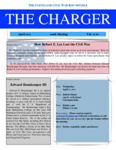 THE CLEVELAND CIVIL WAR ROUNDTABLE  THE CHARGER AprilTonight’s Program: