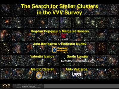 The Search for Stellar Clusters in the VVV Survey Bogdan Popescu & Margaret Hanson  Jura Borissova & Radostin Kurtev