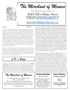 The Merchant of Menace The official newsletter of SLEUTH of Baker Street 907 Millwood Rd., Toronto, Ontario, Canada, M4G 1X2e-mail 