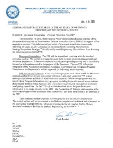 PRINCIPAL DEPUTY UNDER SECRETARY OF DEFENSE 3015 DEFENSE PENTAGON WASHINGTON, DC[removed]JUL[removed]