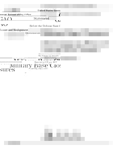 GAO[removed]Military Base Closures: Observations on Prior and Current BRAC Rounds
