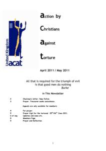 action by Christians against torture AprilMay 2011