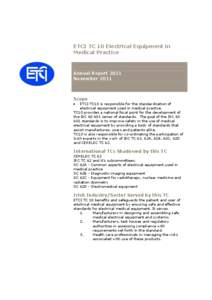 ETCI TC 10 Electrical Equipment in Medical Practice Annual Report 2011 November 2011