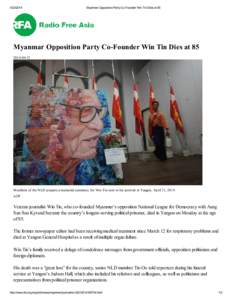 [removed]Myanmar Opposition Party Co-Founder Win Tin Dies at 85 Myanmar Opposition Party Co-Founder Win Tin Dies at[removed]