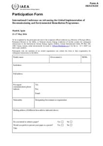 Form A  IAEA-CN-238 International Atomic Energy Agency  Participation Form