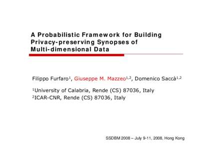 A Probabilistic Framework for Building Privacy Preserving Synopses of Multi-dimensional Data