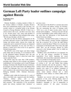 World Socialist Web Site  wsws.org German Left Party leader outlines campaign against Russia