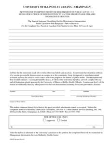 Microsoft Word - Petition for Exemption from Immunization Revdoc