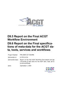 Report on the final ACGT Workflow Environment and specifications of meta-data for the ACGT data, tools, services and workflows