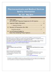 Pharmaceuticals and Medical Devices Safety Information No. 313 May 2014