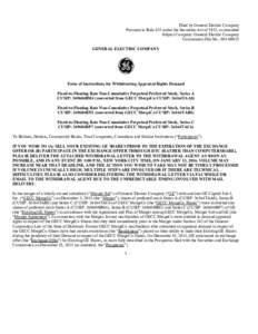 Filed by General Electric Company Pursuant to Rule 425 under the Securities Act of 1933, as amended Subject Company: General Electric Company Commission File No.: GENERAL ELECTRIC COMPANY