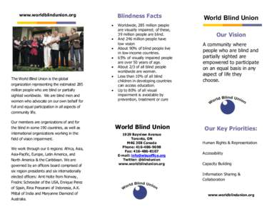 www.worldblindunion.org  Blindness Facts   