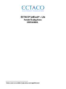 ECTACO® jetBook® – Lite Portable Reading Device USER MANUAL1 1