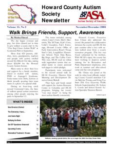 Howard County Autism Society Newsletter Volume 15, No 2  November/December 2008