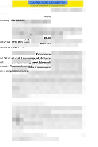Language Learning  ISSNEMPIRICAL STUDY Concurrent Statistical Learning of Adjacent