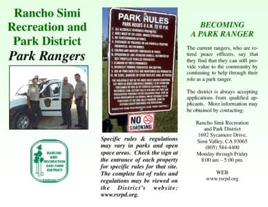 Rancho Simi Recreation and Park District BECOMING A PARK RANGER