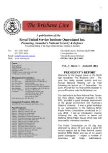 1  The Brisbane Line A publication of the  Royal United Service Institute Queensland Inc.