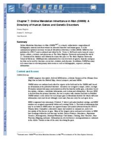 The NCBI Handbook  Chapter 7: Online Mendelian Inheritance in Man (OMIM): A
