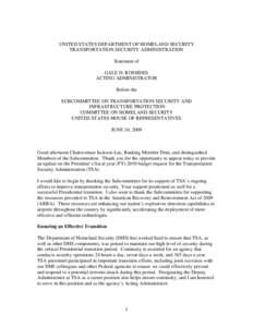 Microsoft Word - TSA Rossides Testimony FY2010 Budget Hearing[removed]Final.doc
