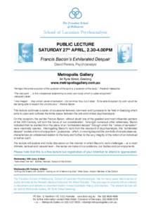 The Freudian School of Melbourne School of Lacanian Psychoanalysis  PUBLIC LECTURE