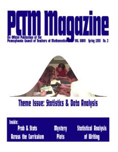 PCTM Magazine An Official Publication of the Pennsylvania Council of Teachers of Mathematics VOL. XXXVI Spring 1998 No. 3