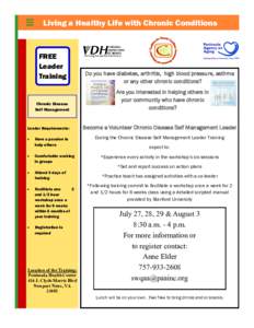 Living a Healthy Life with Chronic Conditions  FREE Leader Training