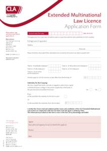 Extended Multinational Law Licence Application Form Please detach, sign and return your licence application to