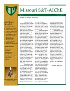 Missouri S&T-AIChE Page 1 SpringWords From the President