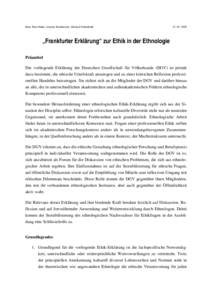 Hans Peter Hahn, Annette Hornbacher, Michael Schönhuth „Frankfurter Erklärung“ zur Ethik in der Ethnologie Präambel