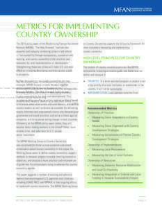 METRICS FOR IMPLEMENTING COUNTRY OWNERSHIP The 2014 policy paper of the Modernizing Foreign Assistance Network (MFAN), “The Way Forward,” outlines two powerful and mutually reinforcing pillars of aid reform —“acc