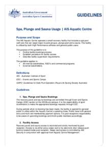 Spa, Plunge and Sauna Usage AIS Aquatic Centre
