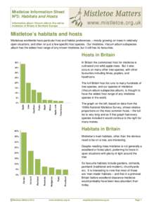 Mistletoe Information Sheet No3: Habitats and Hosts Information about Viscum album, the native mistletoe of Britain & Northern Europe  Mistletoe’s habitats and hosts