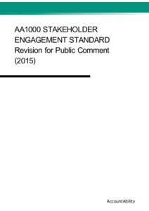 AA1000 STAKEHOLDER ENGAGEMENT STANDARD Revision for Public CommentAccountAbility