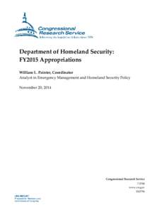 Department of Homeland Security: FY2015 Appropriations