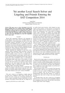 Proceedings of SAT Competition 2014: Solver and Benchmark Descriptions, volume Bof Department of Computer Science Series of Publications B, University of HelsinkiISBN6. Yet another Local S