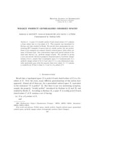 Houston Journal of Mathematics c 2000 University of Houston ­ Volume 26, No. 4, 2000  WEAKLY PERFECT GENERALIZED ORDERED SPACES