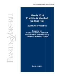 Microsoft Word - F&M Poll Release March 2016
