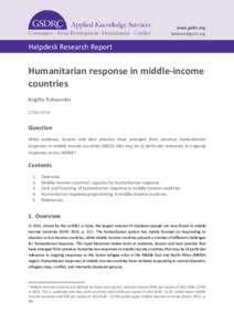Humanitarain response in middle income countries