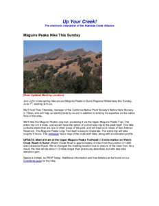 Up Your Creek! The electronic newsletter of the Alameda Creek Alliance Maguire Peaks Hike This Sunday  [Note Updated Meeting Location]