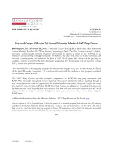 Microsoft Word - Press Release  MCG Offers its 7th Annual Minority Scholars LSAT Prep Coursedoc