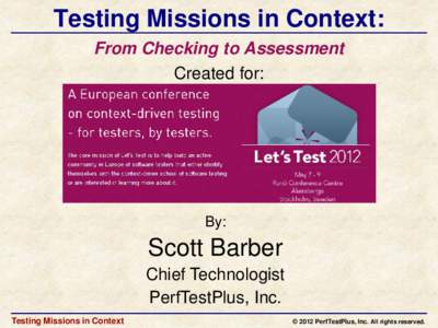 Performance Testing  Secrets in Context