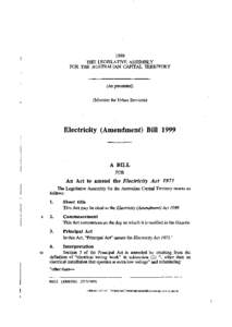 1999 THE LEGISLATIVE ASSEMBLY FOR THE AUSTRALIAN CAPITAL TERRITORY (As presented) (Minister for Urban Services)