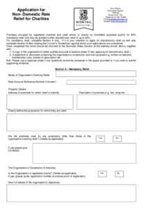 Application form for Charitable Relief